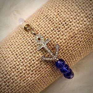 Elegant Anchor Pendant with Blue Beads